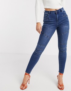 Байкерские джинсы скинни со вставками Vero Moda-Синий