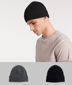 2 шапки-бини со скидкой серого и черного цвета ASOS DESIGN-Мульти