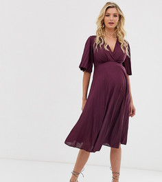 Плиссированное платье миди в стиле кимоно ASOS DESIGN Maternity-Красный