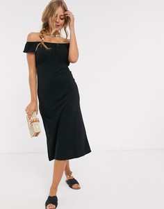 Черный сарафан миди с открытыми плечами ASOS DESIGN
