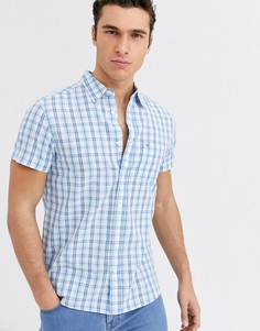 Синяя рубашка в клетку тартан с короткими рукавами Wrangler-Синий