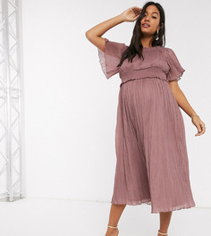 Присборенное платье миди с открытыми плечами ASOS DESIGN Maternity-Фиолетовый