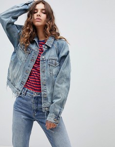 Голубая джинсовая куртка с рукавами реглан ASOS DESIGN-Синий