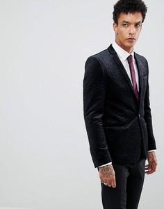 Черный бархатный блейзер скинни ASOS
