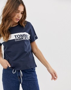 Футболка из органического хлопка с фирменными полосками на груди Tommy Jeans-Мульти