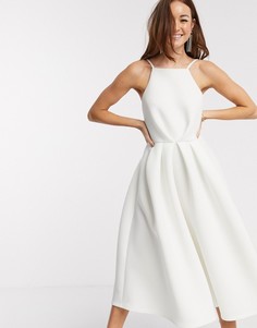 Платье миди для выпускного цвета слоновой кости True Violet-Белый