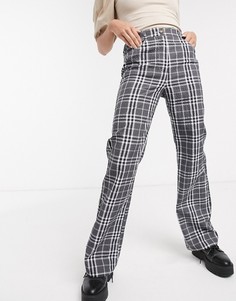 Расклешенные брюки в клетку ASOS DESIGN-Мульти