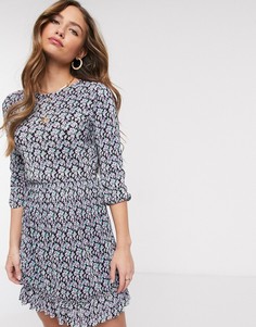 Плиссированное платье мини с цветочным принтом лавандового цвета Miss Selfridge-Фиолетовый