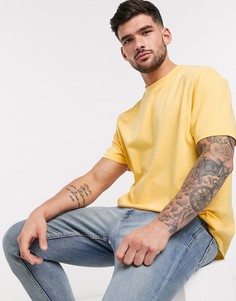Свободная желтая футболка из органического хлопка с круглым вырезом ASOS DESIGN-Желтый