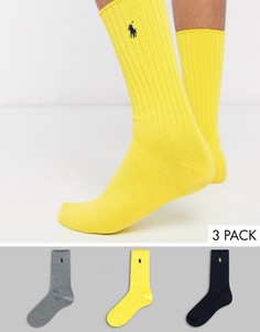 Спортивные носки (желтые/серые/темно-синие) с логотипом Polo Ralph Lauren-Зеленый