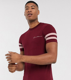 Приталенная футболка с рукавами колор блок и надписью ASOS DESIGN Tall-Красный