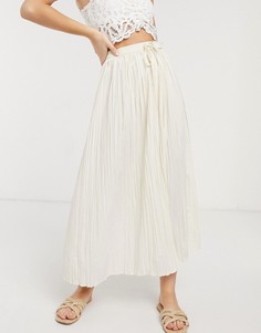 Прямая юбка макси из жатой ткани кремового цвета ASOS DESIGN-Мульти