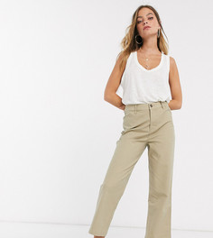 Прямые светло-бежевые брюки из эластичного хлопка ASOS DESIGN Petite-Светло-бежевый