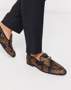 Черные лоферы с принтом ASOS DESIGN-Мульти