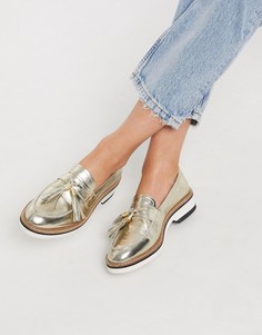 Кожаные лоферы с кисточками ASOS DESIGN-Золотой