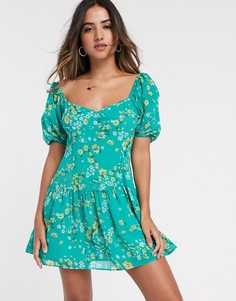 Чайное платье мини с цветочным принтом ASOS DESIGN-Мульти