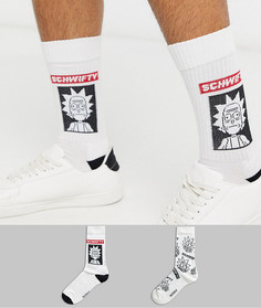 Набор из 2 пар спортивных носков с рисунком ASOS DESIGN Rick and Morty, скидка-Мульти