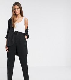 Черные широкие брюки со складками и черепаховой пряжкой ASOS DESIGN Tall-Черный
