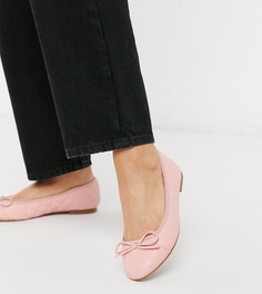 Розовые балетки для широкой стопы с бантом ASOS DESIGN-Розовый