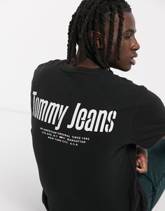 Черная футболка с логотипом и принтом Tommy Jeans-Черный