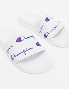 Белые шлепанцы с логотипом Champion-Белый