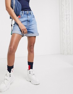 Голубые джинсовые шорты в винтажном стиле с завышенной талией Tommy Jeans-Синий
