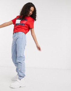Красная футболка с большим логотипом в виде флага Tommy Jeans-Красный