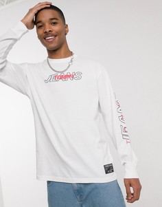 Белый лонгслив с логотипом Tommy Jeans