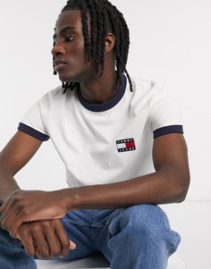 Белая/темно-синяя футболка с логотипом-флагом Tommy Jeans-Белый