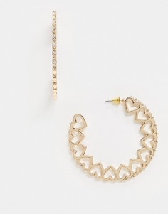 Золотистые серьги-кольца с вырезами в форме сердец ASOS DESIGN-Золотой