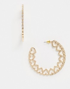 Золотистые серьги-кольца с вырезами в форме сердец ASOS DESIGN-Золотой