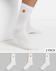 Набор из 3 пар белых носков с фруктами New Look-Белый