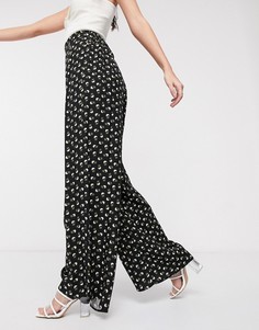 Широкие брюки с цветочным принтом ASOS DESIGN-Розовый