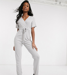 Серый трикотажный комбинезон с запахом Missguided Tall