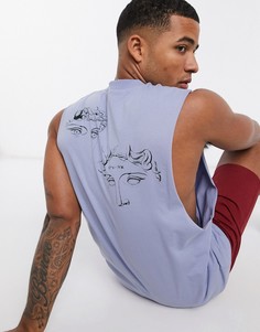 Свободная футболка без рукавов с принтом лиц ASOS DESIGN-Фиолетовый