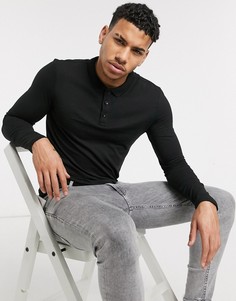 Поло черного цвета обтягивающего кроя New Look-Черный