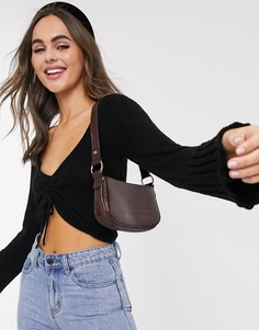 Короткий джемпер с присборенной отделкой ASOS DESIGN-Черный