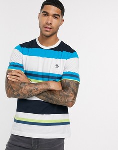 Белая футболка в полоску с нашивкой-логотипом Original Penguin-Белый