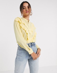 Пастельно-желтая блузка с оборками Vero Moda-Желтый
