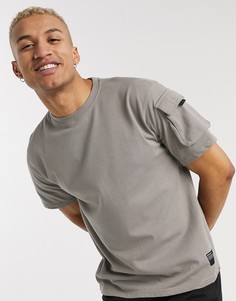 Бежевая футболка с карманом на рукаве Mennace-Светло-бежевый