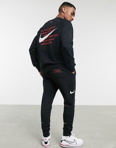 Черный свитшот с круглым вырезом и логотипом Nike