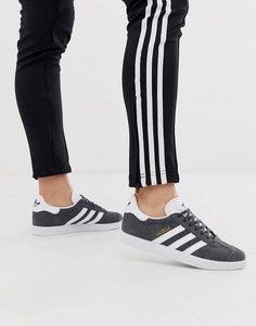Серые кроссовки с белыми вставками adidas Originals Gazelle-Серый