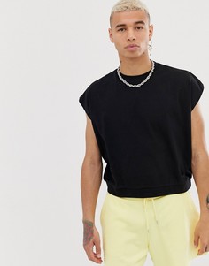 Черная короткая майка свободного кроя ASOS DESIGN-Черный