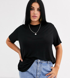 Черная свободная драпированная футболка ASOS DESIGN Curve-Черный