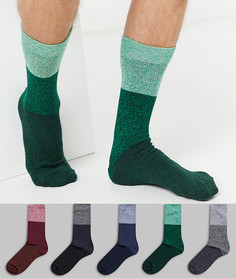 5 пар носков колор блок со скидкой ASOS DESIGN-Мульти