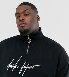 Свободный свитшот с принтом на груди ASOS DESIGN x Dark Future Plus-Черный