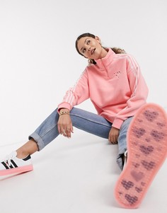 Розовый флисовый джемпер с молнией Adidas Originals