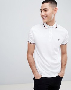 Белое поло классического кроя из трикотажа пима с окантовкой Polo Ralph Lauren-Белый
