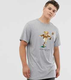 Серая меланжевая футболка с принтом Polo Ralph Lauren Big & Tall-Серый