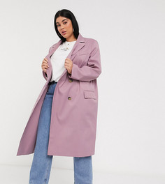 Розовато-лиловое пальто из крепа ASOS DESIGN Curve-Розовый